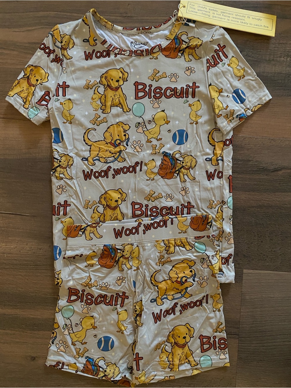 Biscuit Puppy Print Kids Pajama Set - bamboo 5/6 NWT